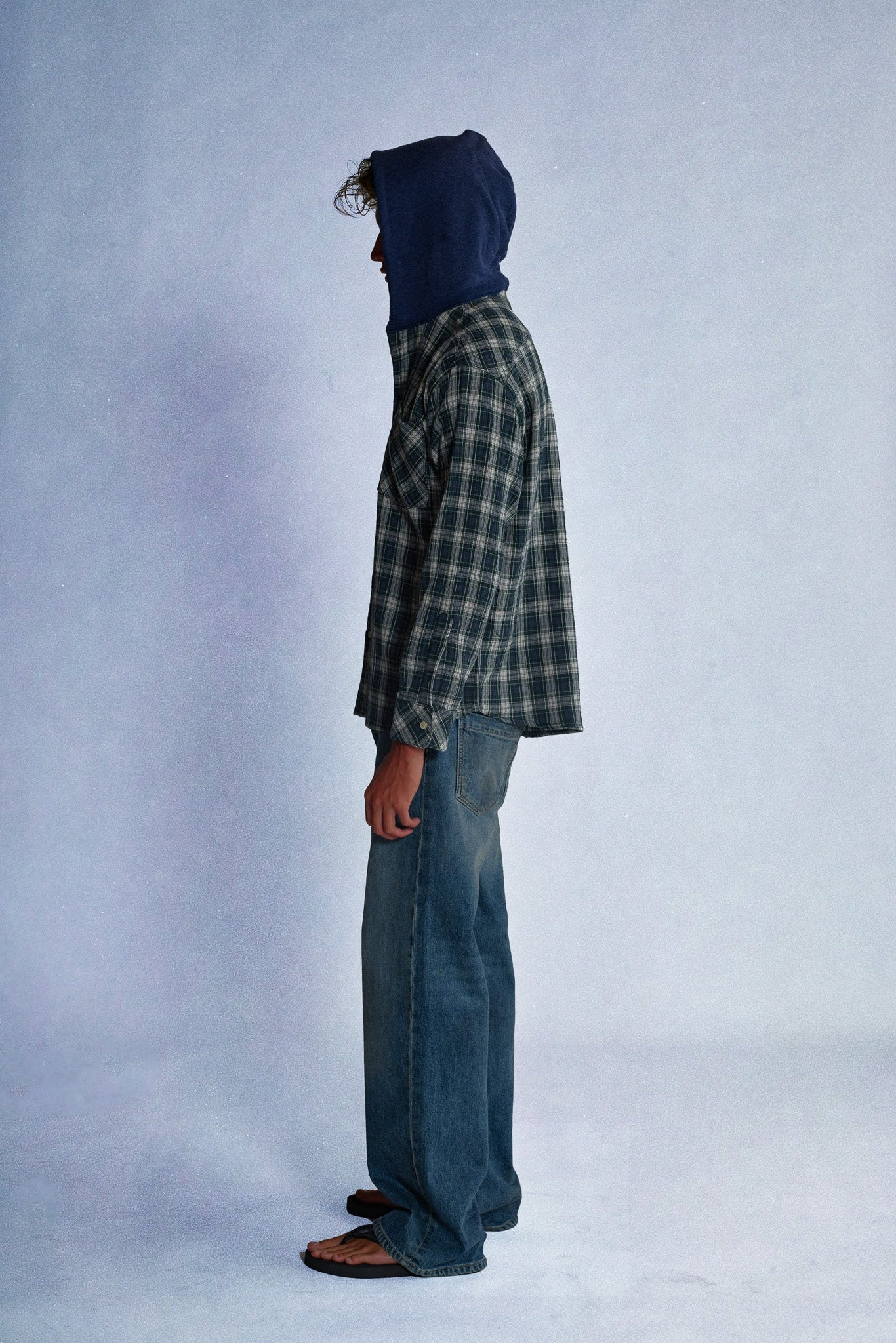 hooded plaid shirt - Image 3
