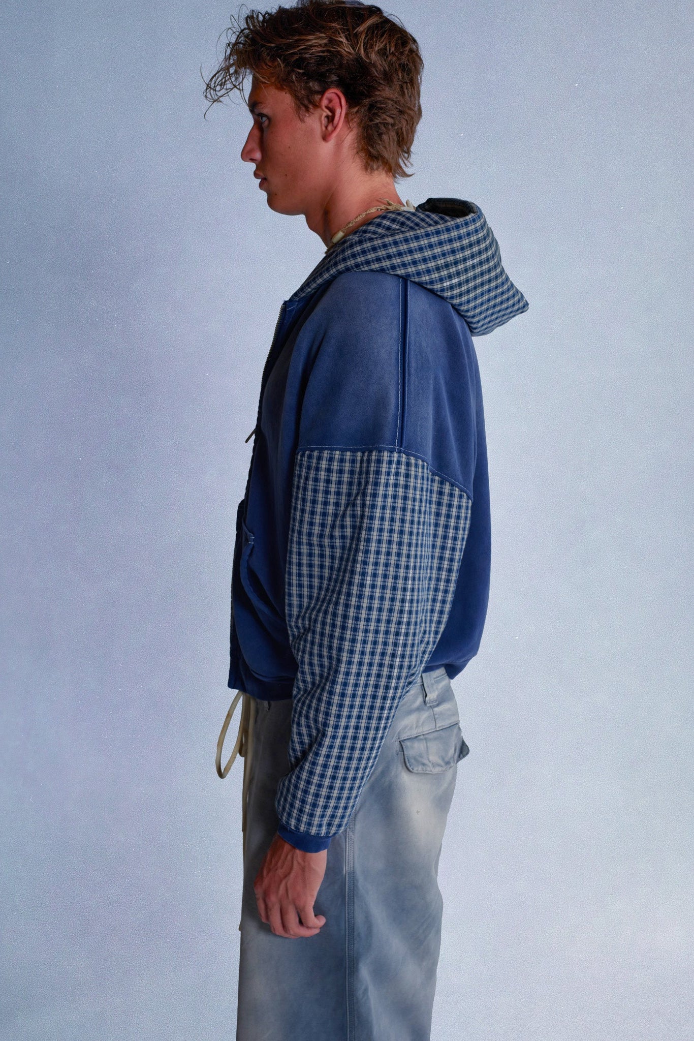 patchwork zip up hoodie - Image 3