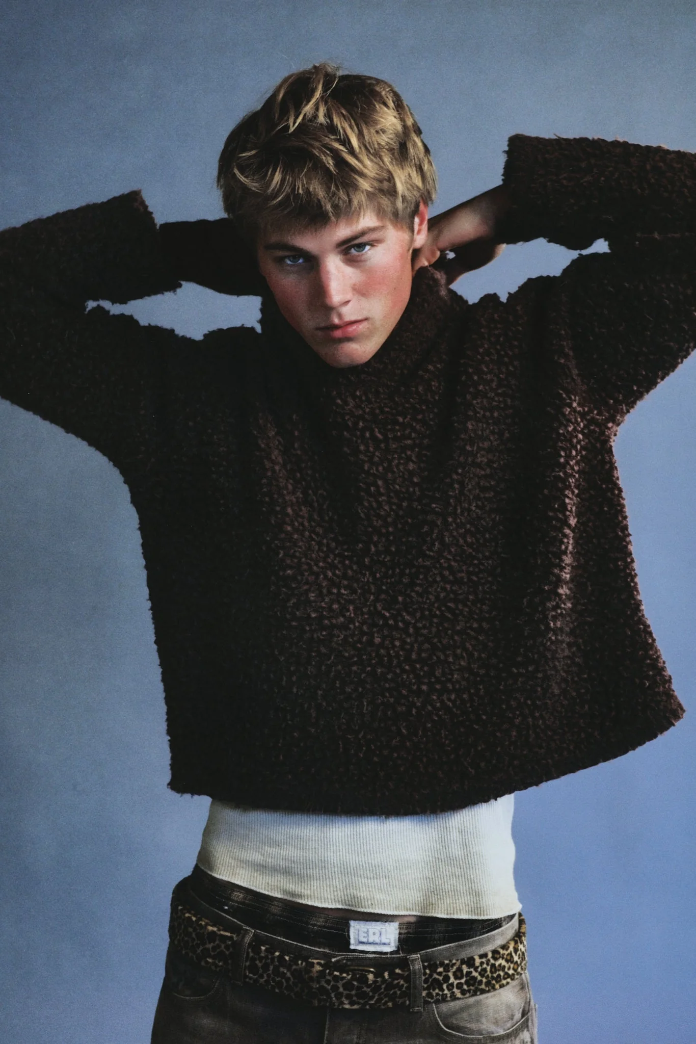 sherpa slit-neck sweater